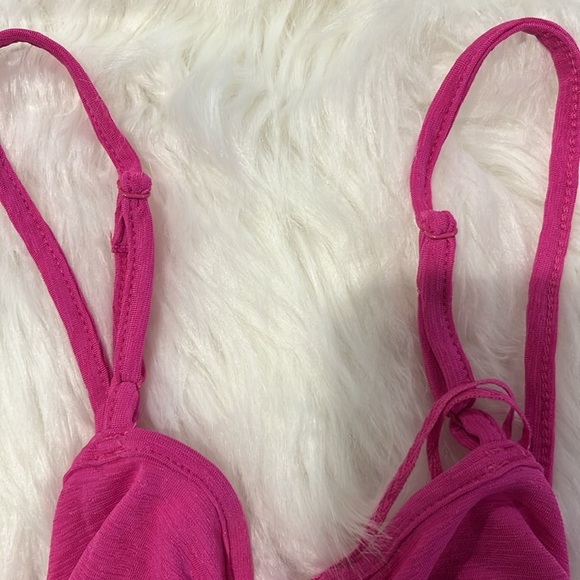 NWOT Pink Ruched Women's Crop Top Adjustable Straps Size M - Picture 6 of 8